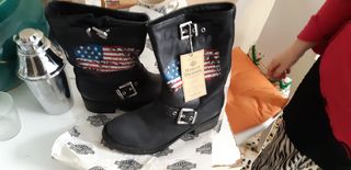 Stivali Harley-Davidson neri con bandiera USA