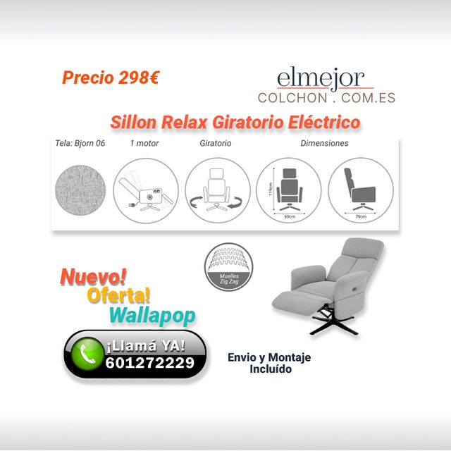 Sillon Relax Electrico Giratorio Arborg Malaga