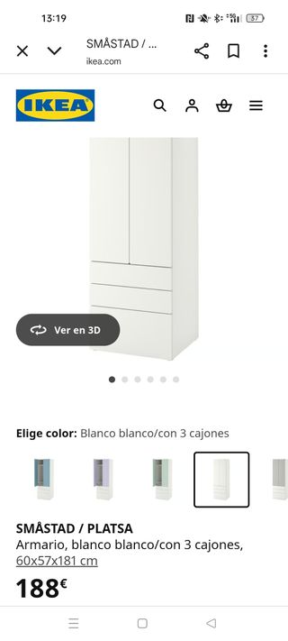 Armario Infantil Blanco y Gris SMÅSTAD / PLATSA