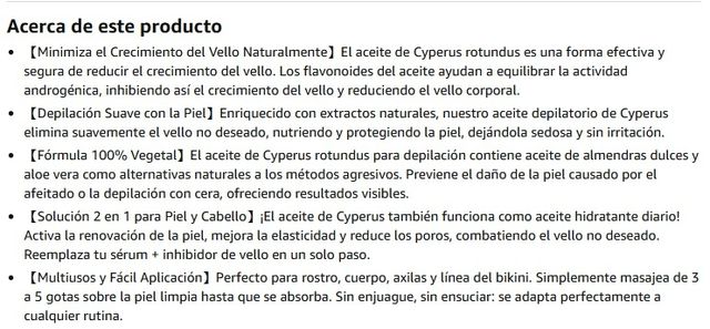 Aceite post depilación, inhibe crecimiento pelo