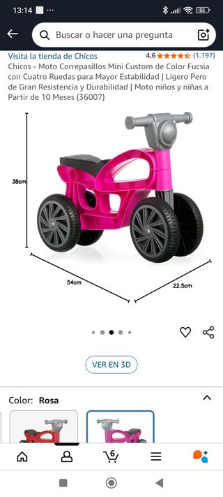 Bici de aprendizaje rosa para bebé