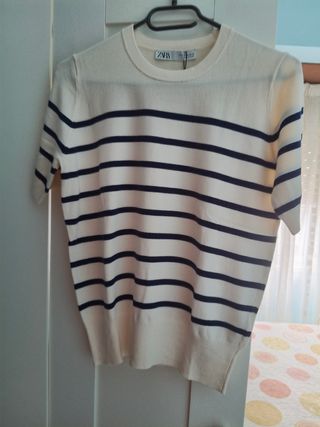 Jersey Zara Rayas Beige Talla Única