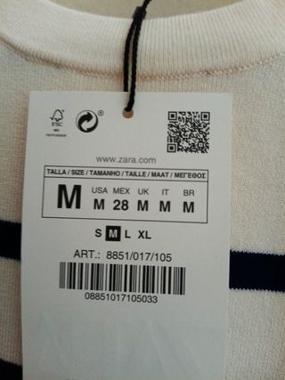 Jersey Zara Rayas Beige Talla Única