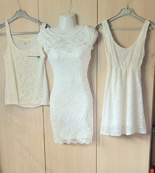 Lote 2 vestidos encaje blanco