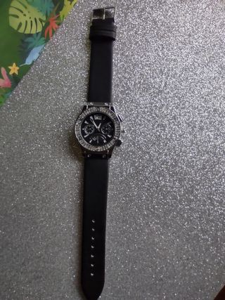 Reloj Mujer Strass Brillantes Negro/Plata
