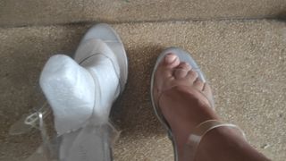 Zapatos de tacón plateados para mujer