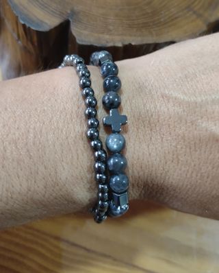 Lote 2 pulseras piedra Hematita y Blackflash
