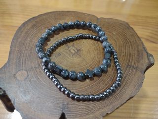 Lote 2 pulseras piedra Hematita y Blackflash