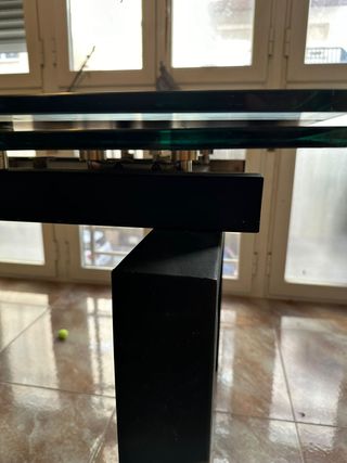 Mesa extensible cristal y acero negro 140x85 cerra