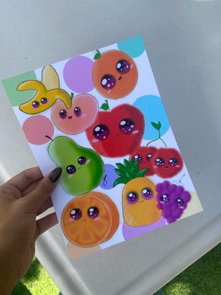 Print frutas kawaii A5 diseño digital