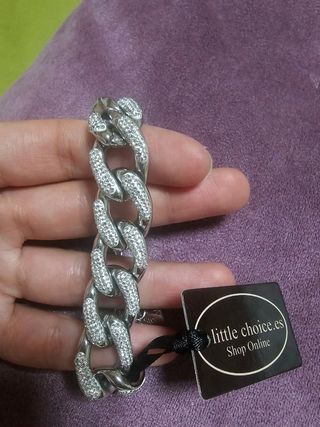 Pulsera eslabones cubanos con pedrería