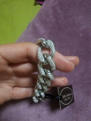 Pulsera eslabones cubanos con pedrería