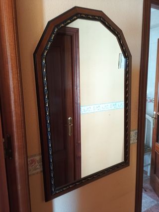 Espejo madera y cristal decorado