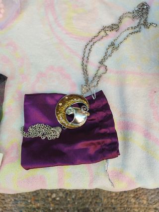 Collar con colgante de luna. Collar negro + anillo