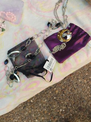 Collar con colgante de luna. Collar negro + anillo