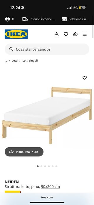 Struttura letto IKEA NEIDEN pino 90x200