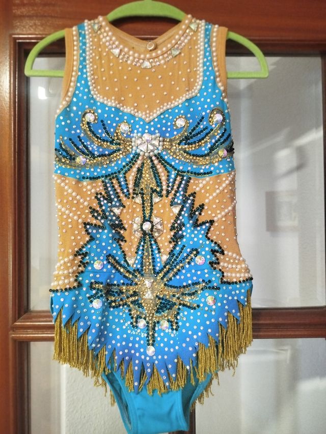 Maillot Gimnasia Rítmica Azul y Dorado 9/10