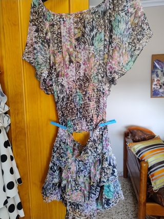 Conjunto Camisa y Falda Corta Multicolor