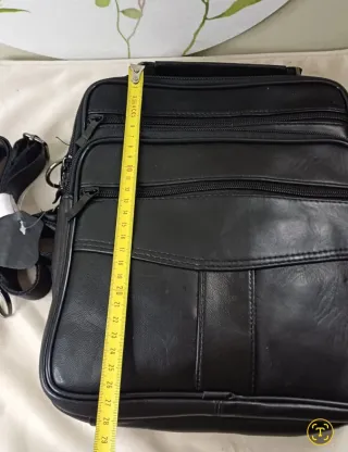 Bolso Piel Bandolera Grande Hombre Negro