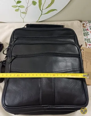 Bolso Piel Bandolera Grande Hombre Negro