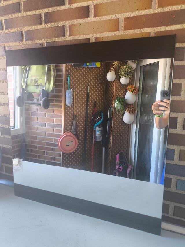 Espejo de baño madera y cristal