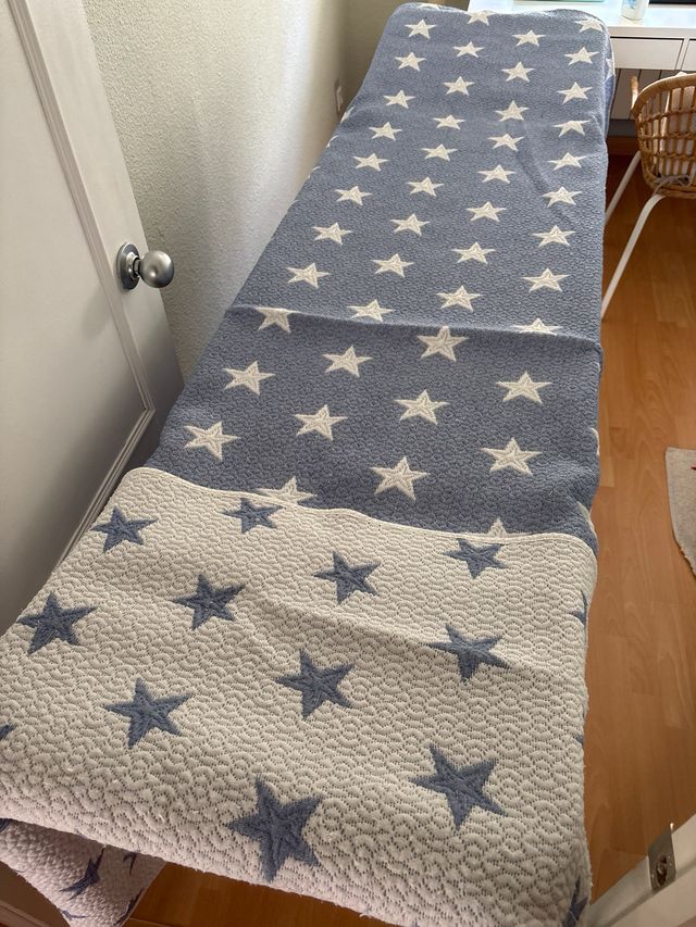 Colcha estrellas azul y blanco