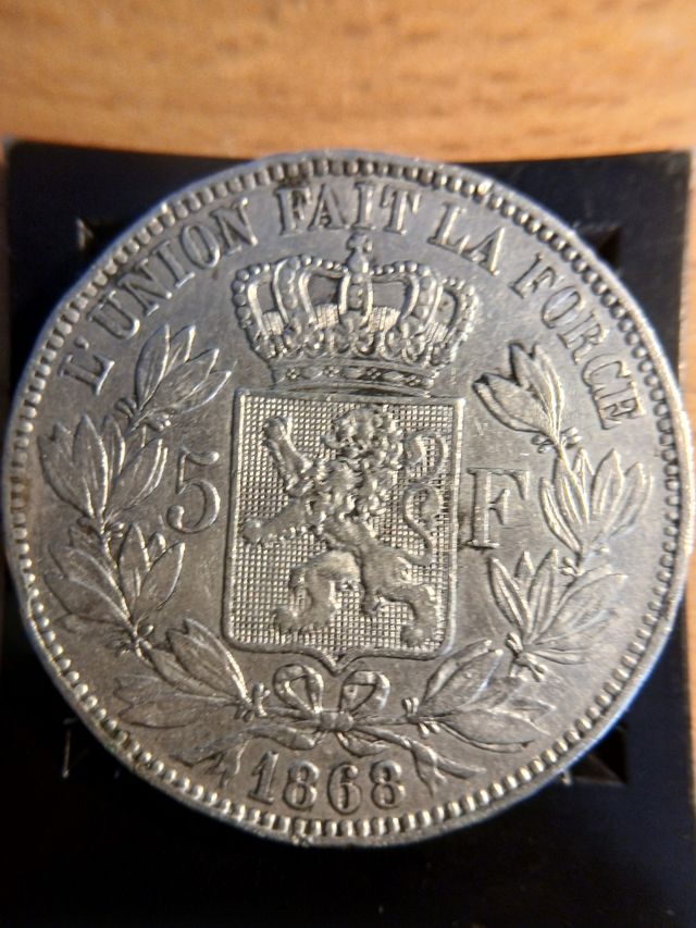5 Francos Bélgica 1868 Leopoldo II