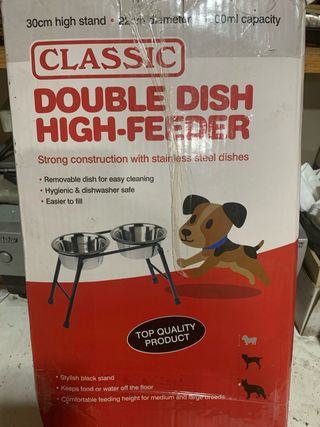 Comedero doble para perros alto