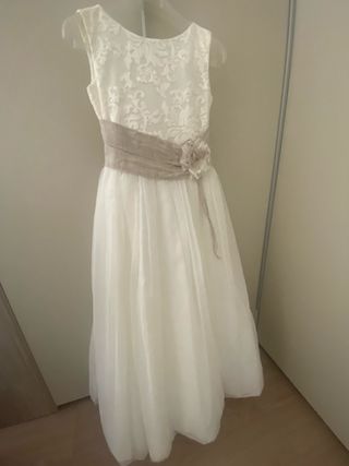 Vestido de Comunión Blanco Encaje y Flores