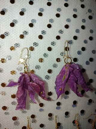 Pendientes hechos a mano pez azul y rojo