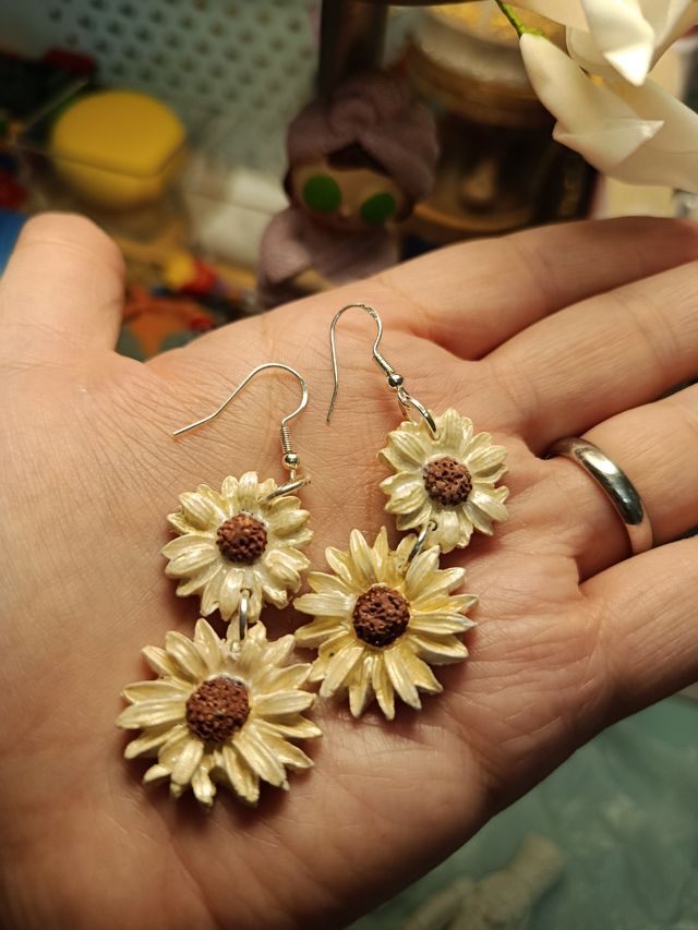 Pendientes hechos a mano pez azul y rojo