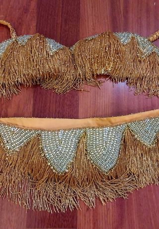 Conjunto Danza Vientre Dorado y Plateado