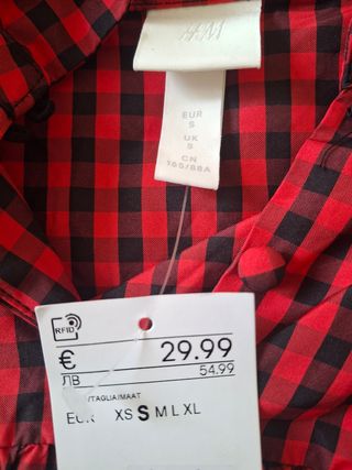 Top donna a quadri rosso e nero