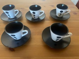 Juego 5 Tazas Café Porcelana