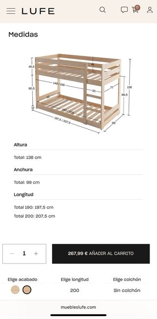 Litera madera blanca Lufe