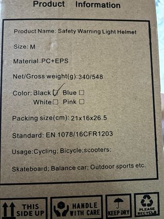 Casco Negro con Luz LED para Patinete/Bici