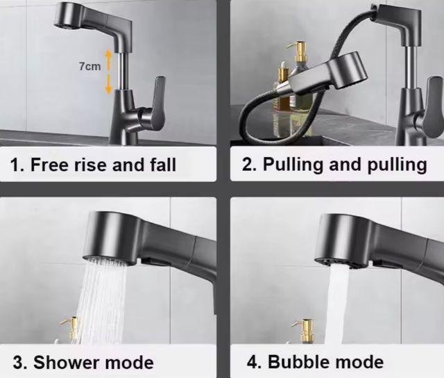 Grifo Lavabo Extraíble Plata