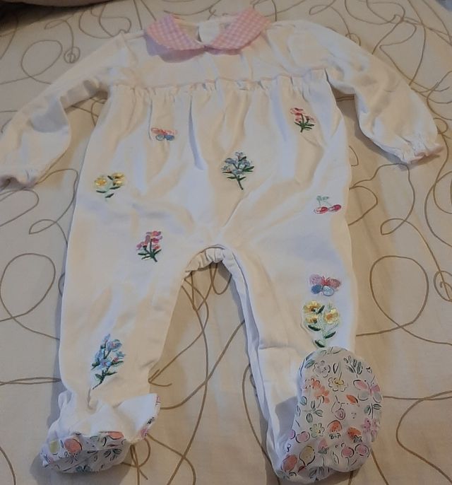 Tutina neonata Original Marines con fiori