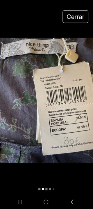 Blusa Nice Things manga corta floral,sin estrenar