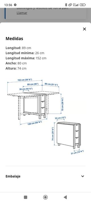 Tavolo pieghevole Ikea NORDEN Betulla
