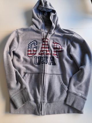 Sudadera GAP Gris con Bandera USA, Talla 14 - 16