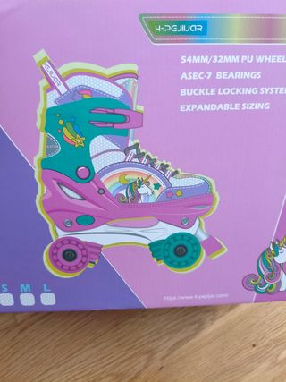 Patines infantiles morados y rosas