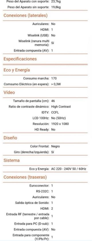 Televisor Samsung 46 pulgadas LCD