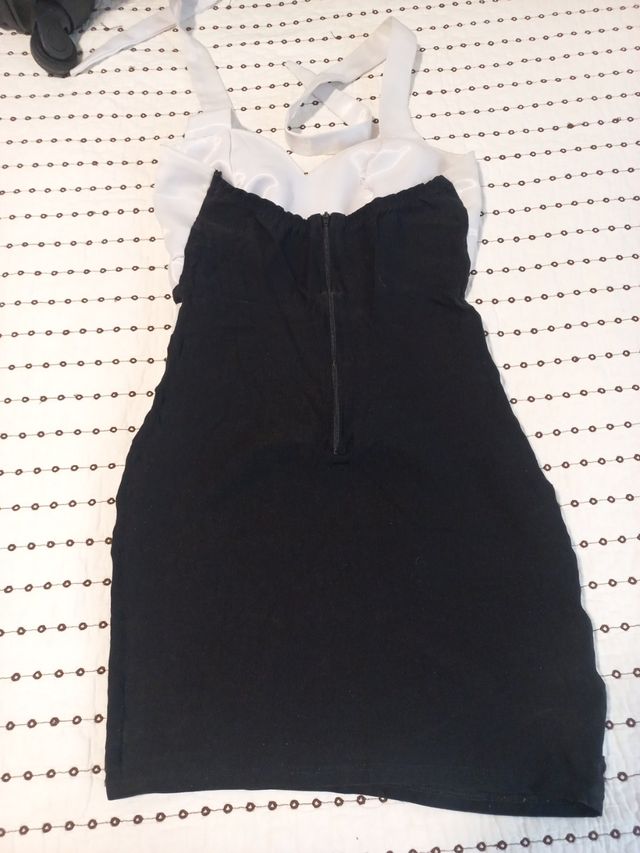 Vestido fiesta blanco y negro XS/S