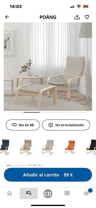 Sillón Ikea Poäng Madera + Cojín Gris
NO ENVÍO 