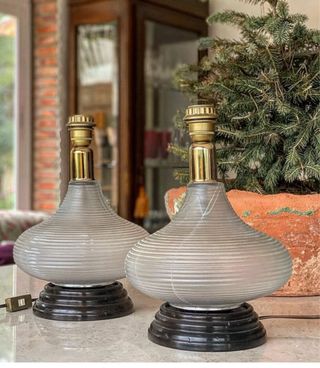 Lampade da tavolo vintage in vetro e metallo