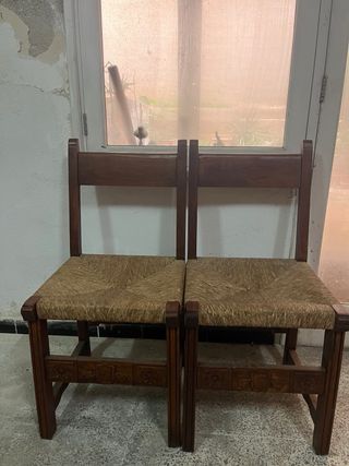 Conjunto 2 Sillas Madera y Cuerda