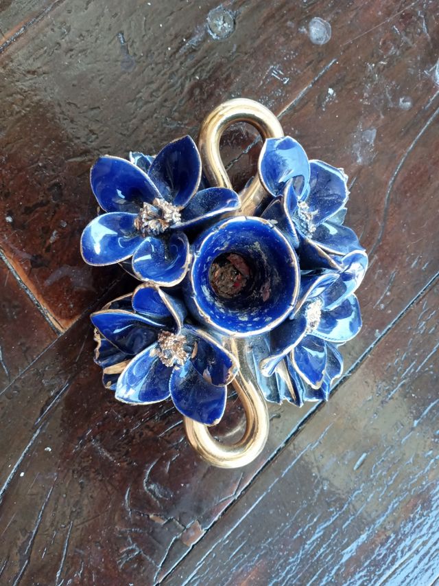 Porta candela blu e oro