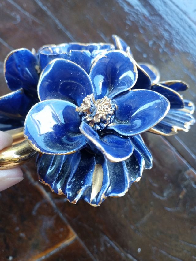 Porta candela blu e oro