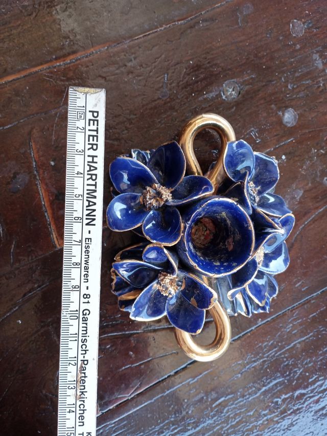 Porta candela blu e oro